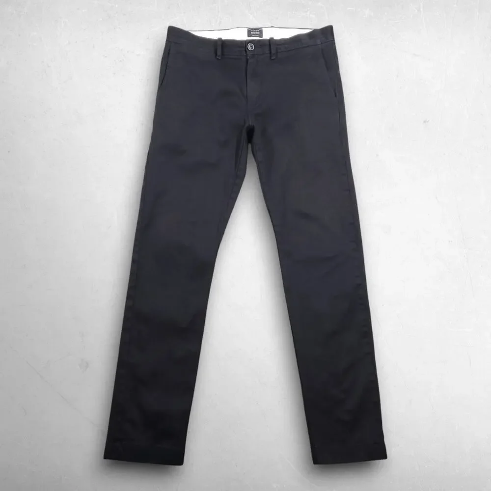 J Crew 484 Slim Fit 5-Pocket Chino Pants Men 29x30 Black Low Rise Stretch Preppy